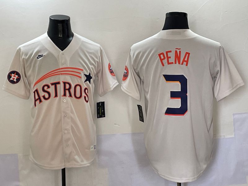 Men Houston Astros #3 Pena Cream Five generations Joint Name 2025 Nike MLB Jersey style 9
